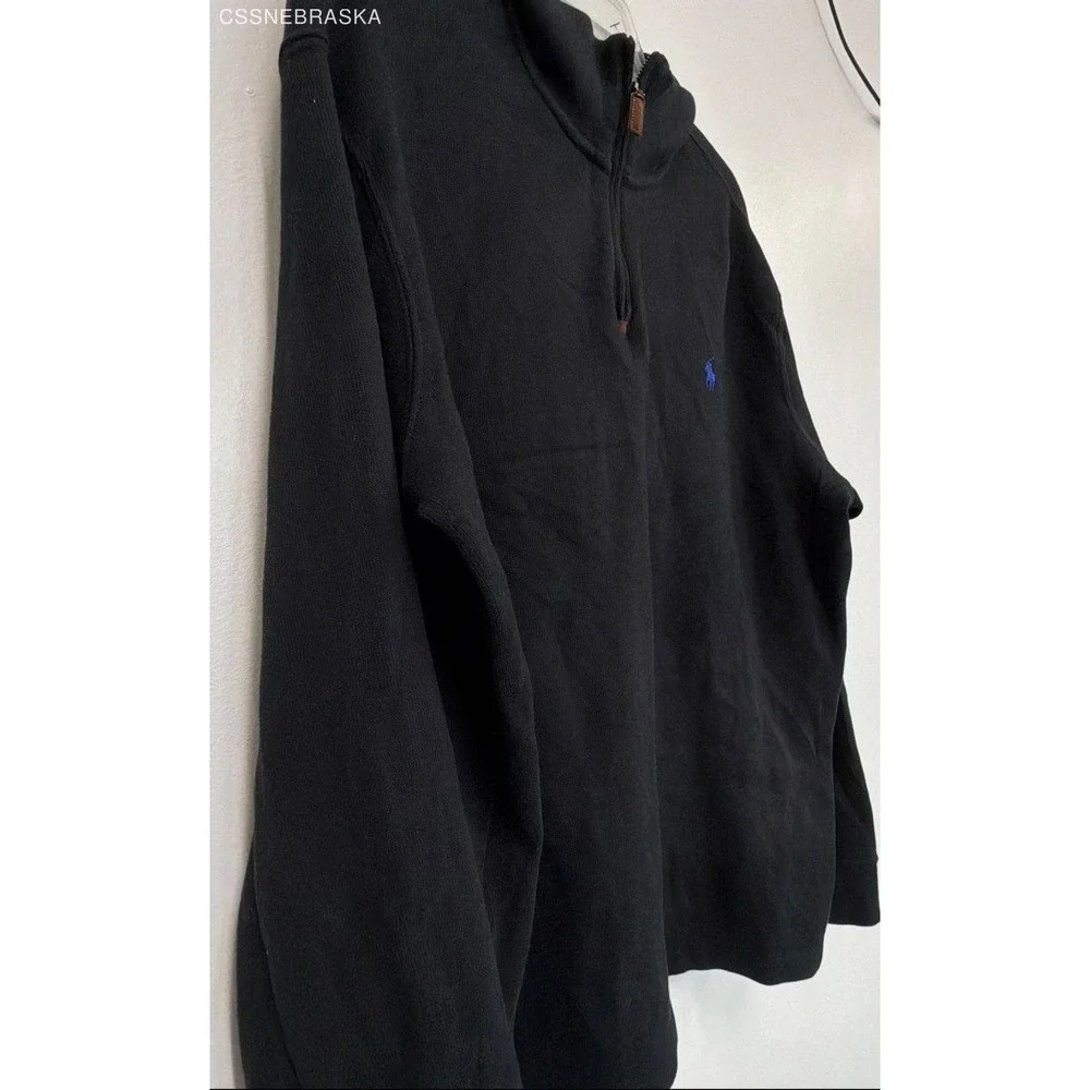 Polo Ralph Lauren Black cotton quarter-zip or half-zip sweater. - Size‎ XL